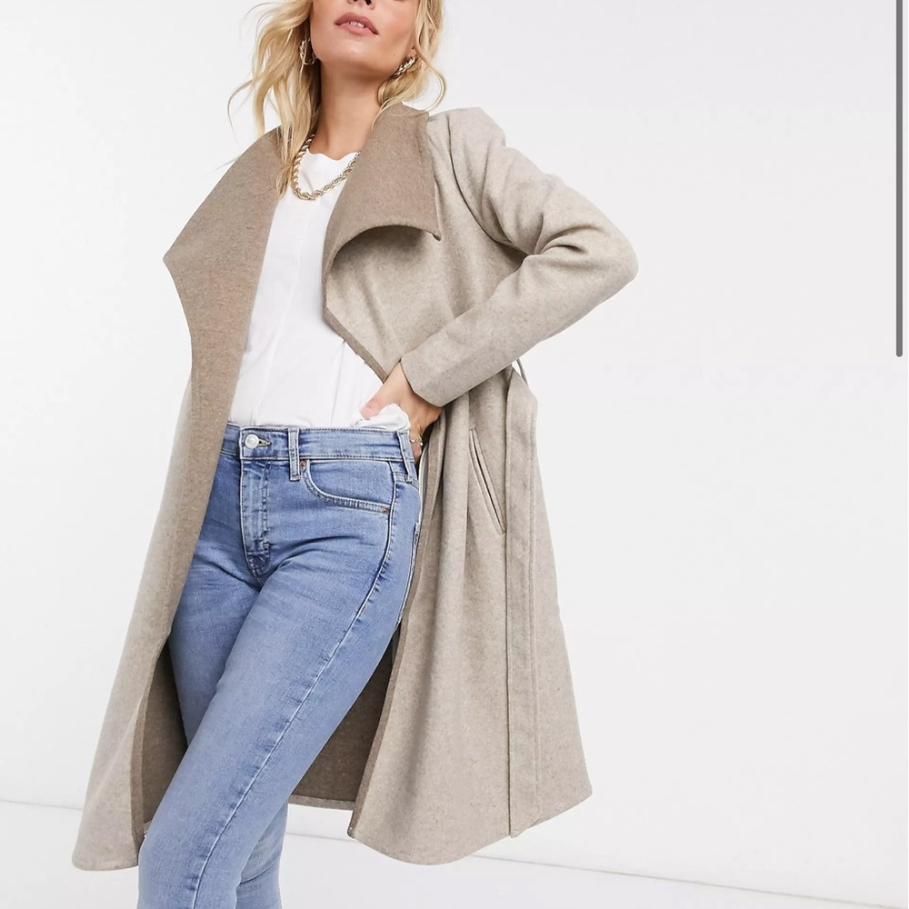 Vila Petite waterfall coat in beige